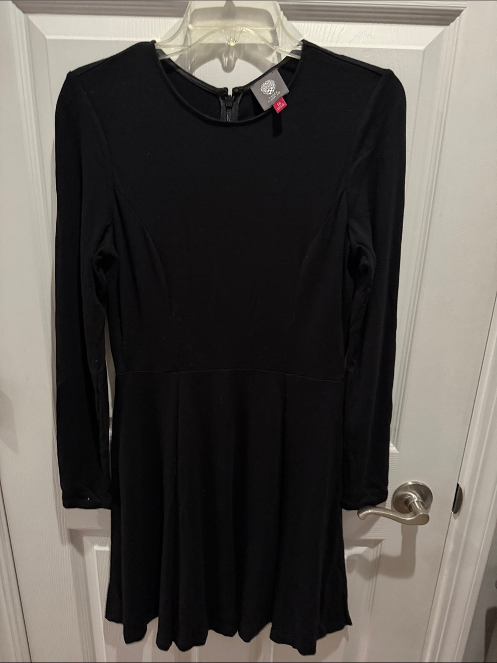 Vince Camuto Black Long-Sleeve Fit & Flare Dress